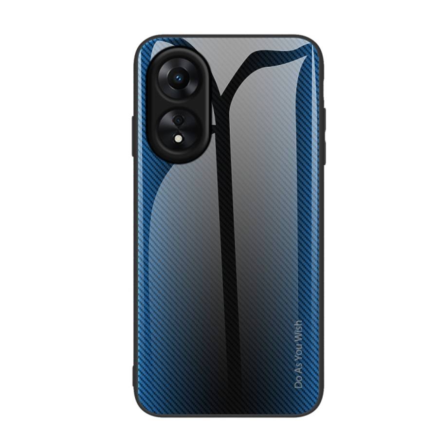 For OPPO A17 Texture Gradient Glass TPU Phone Case, For OPPO A17