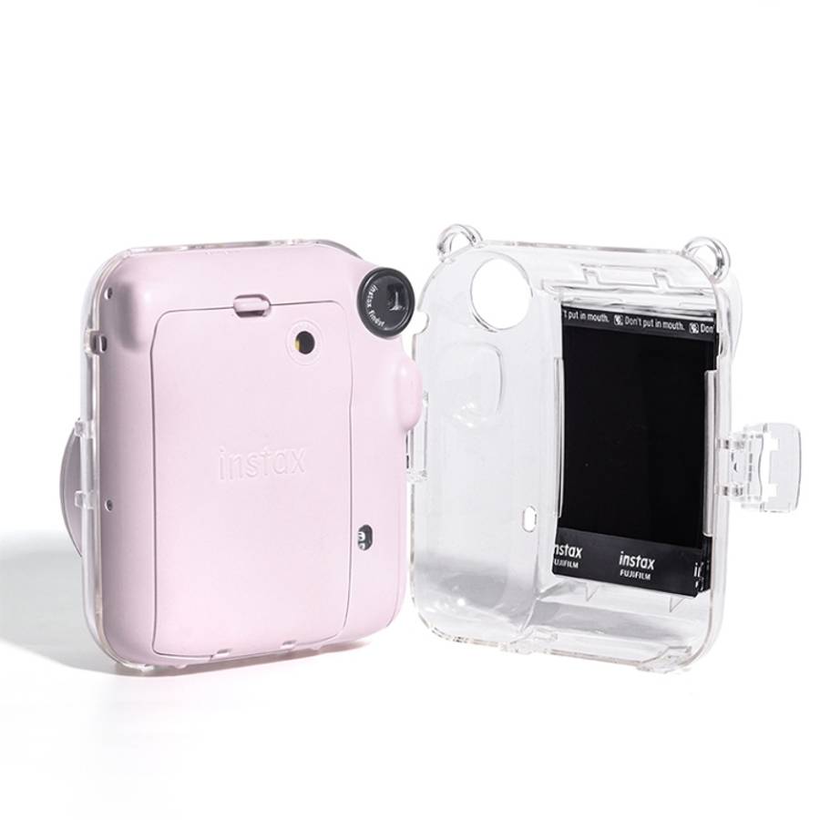 Crystal Hard Acrylic Camera Case with Shoulder Strap, For FUJIFILM instax mini 12(DIY Pink Graffi...