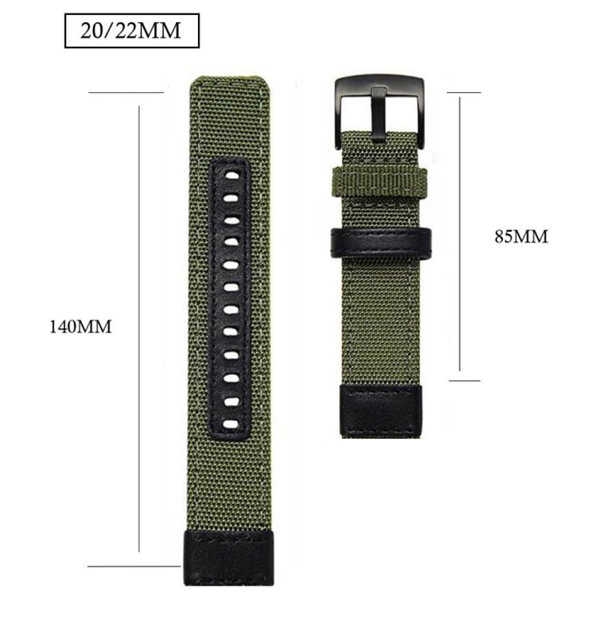 Universal Nylon Leather Watch Band, 20mm, 22mm