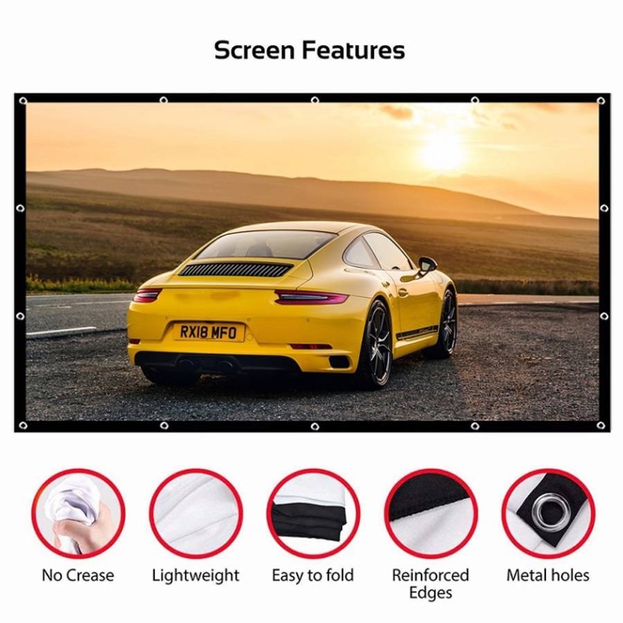 Simple Folding Thin Polyester Projector Film Curtain, 30 inch 16:9, 150 inch 4:3, 180 inch 16:9, ...