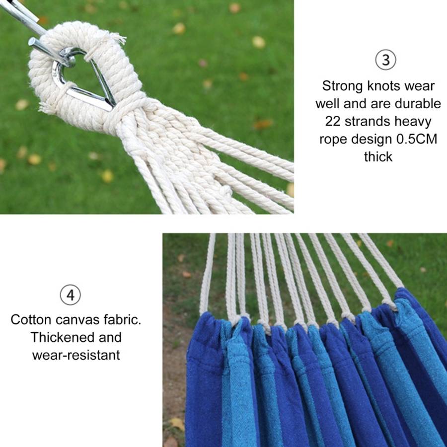 Outdoor Double Thickened Canvas Hammock Indoor Swing with Detachable Curved Rod, 200x100cm