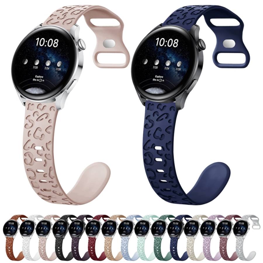 Concave Leopard Print Butterfly 8-shaped Buckle Silicone Watch Band, 20mm, 22mm