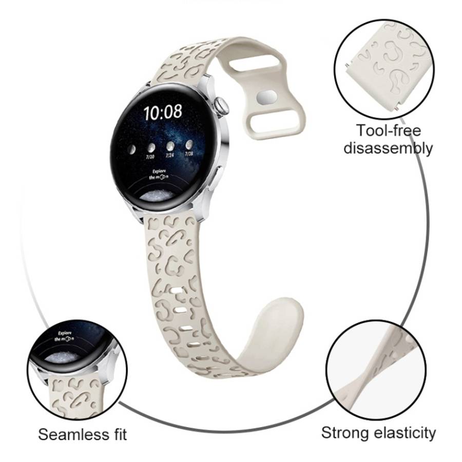 Concave Leopard Print Butterfly 8-shaped Buckle Silicone Watch Band, 20mm, 22mm