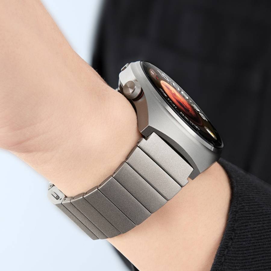 One-bead Bamboo Magnetic Buckle Pure Titanium Watch Band, 22mm
