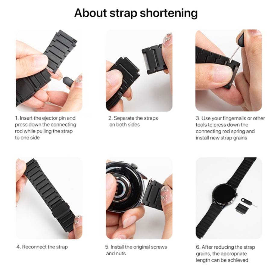 One-bead Bamboo Magnetic Buckle Pure Titanium Watch Band, 22mm