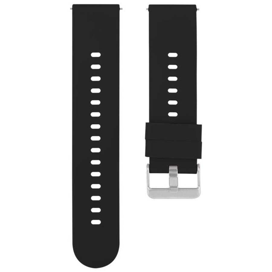 Solid Color Steel Buckle Silicone Watch Band, 18mm, 19mm, 20mm