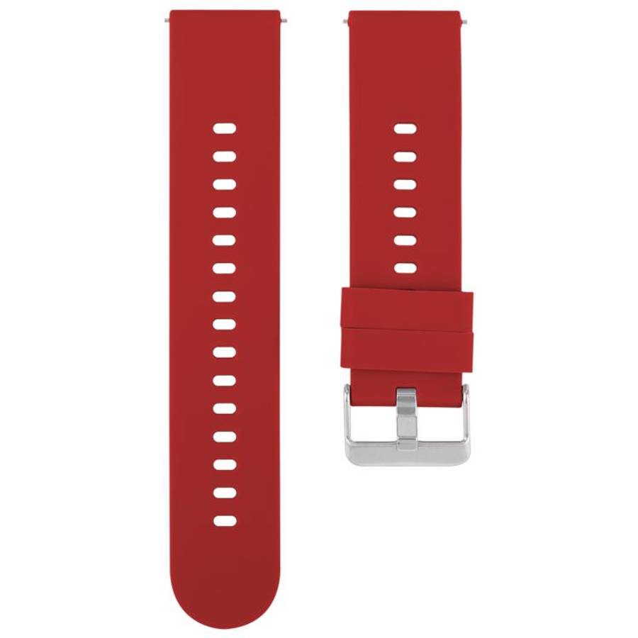 Solid Color Steel Buckle Silicone Watch Band, 22mm
