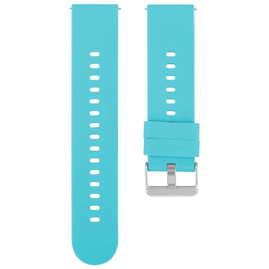 Solid Color Steel Buckle Silicone Watch Band, 22mm