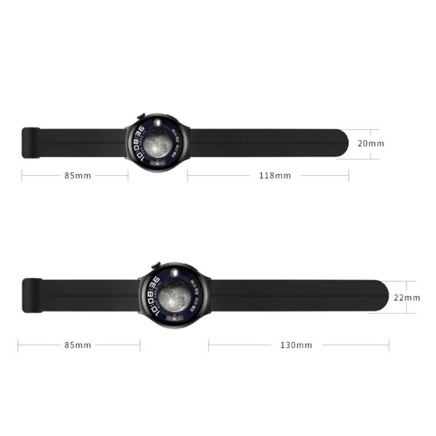 xDfind  Flat Head Groove Folding Black Buckle Silicone Watch Band, 20mm, 22mm