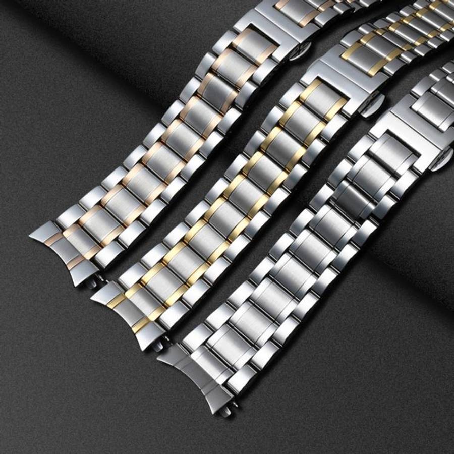 xDfind Five-bead Solid Stainless Steel Butterfly Buckle Watch Band, 14mm, 18mm, 20mm, 22mm