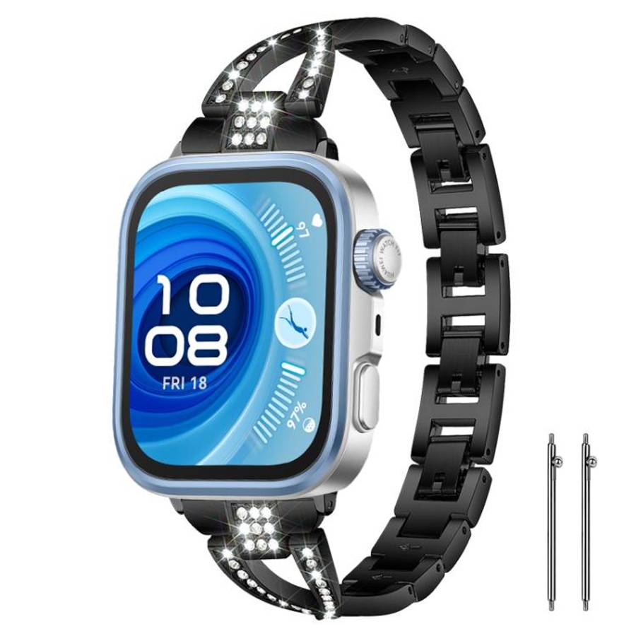 xDfind X-Shaped Single Row Diamond Metal Watch Band, 22mm, 20mm, 18mm