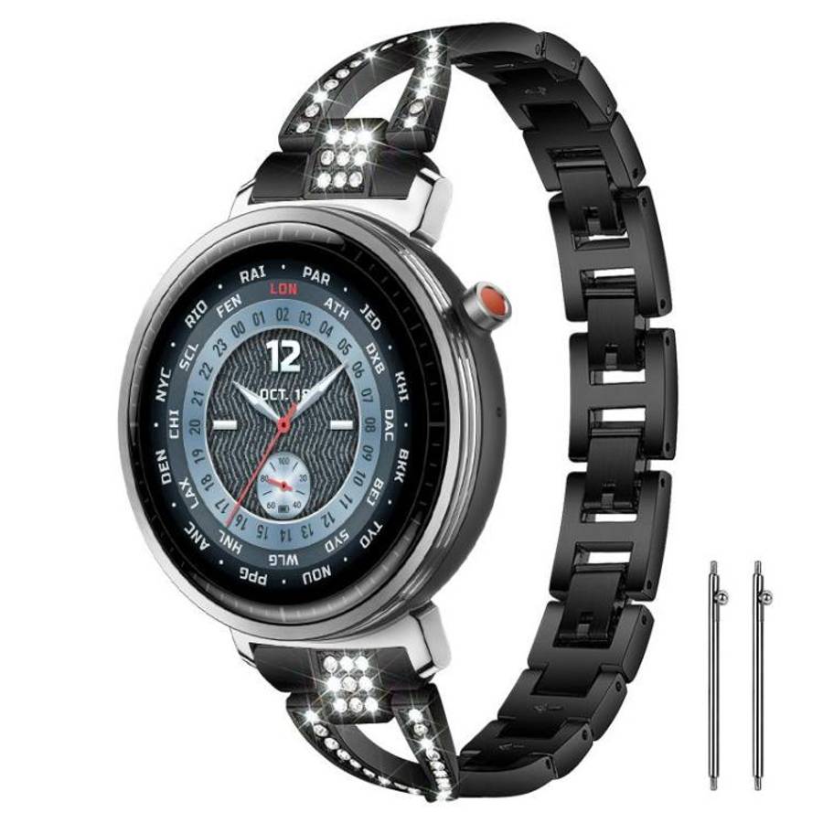 xDfind X-Shaped Single Row Diamond Metal Watch Band, 22mm, 20mm, 18mm
