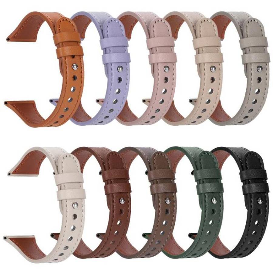 xDfind Double Ring Single Rivet Genuine Leather Watch Band, 20mm, 22mm