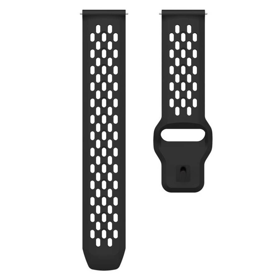 xDfind Flat Head Breathable Hole Black Buckle Silicone Watch Band, 20mm, 22mm