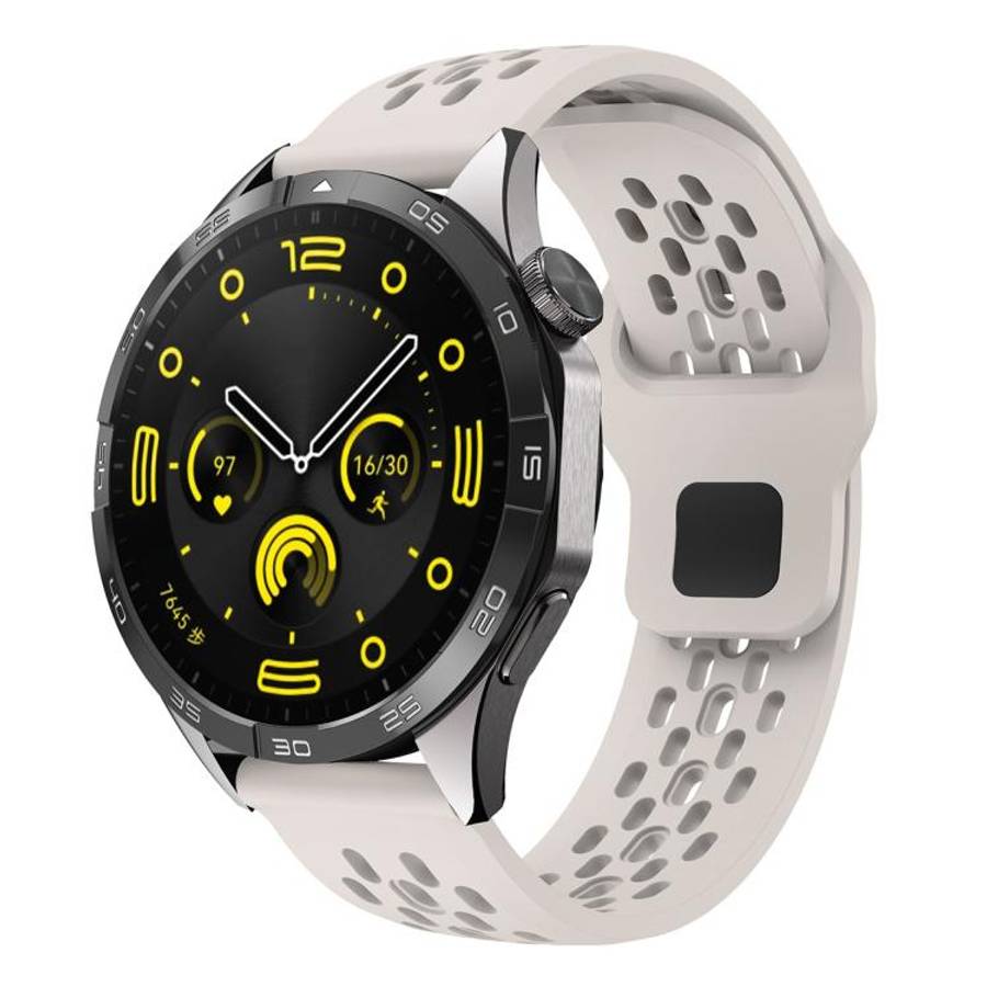 xDfind Flat Head Breathable Hole Black Buckle Silicone Watch Band, 20mm, 22mm