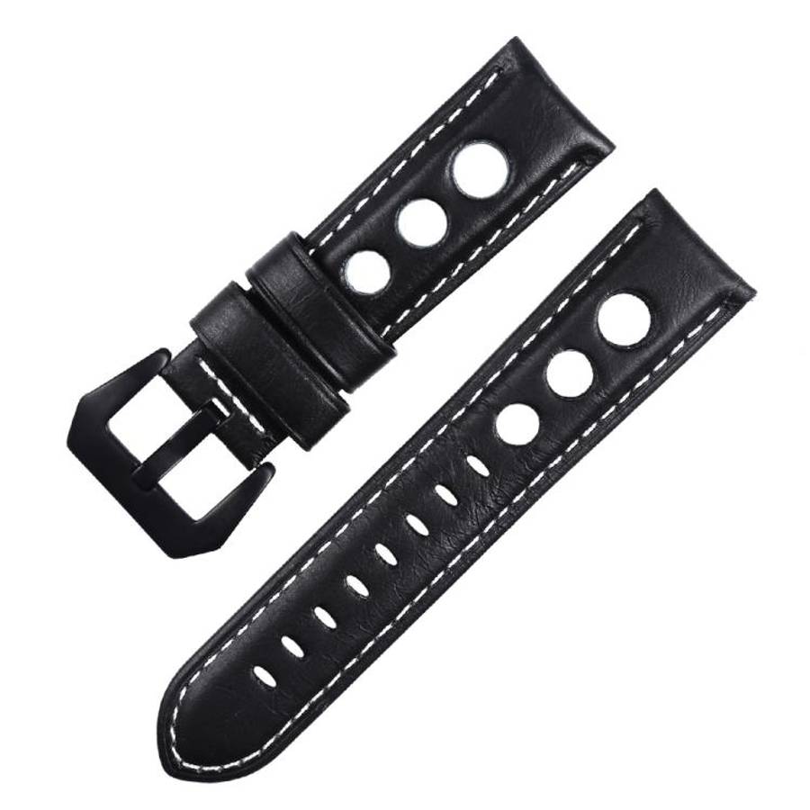 xDfind Three-hole Breathable Genuine Leather Watch Band, 20mm, 22mm, 24mm