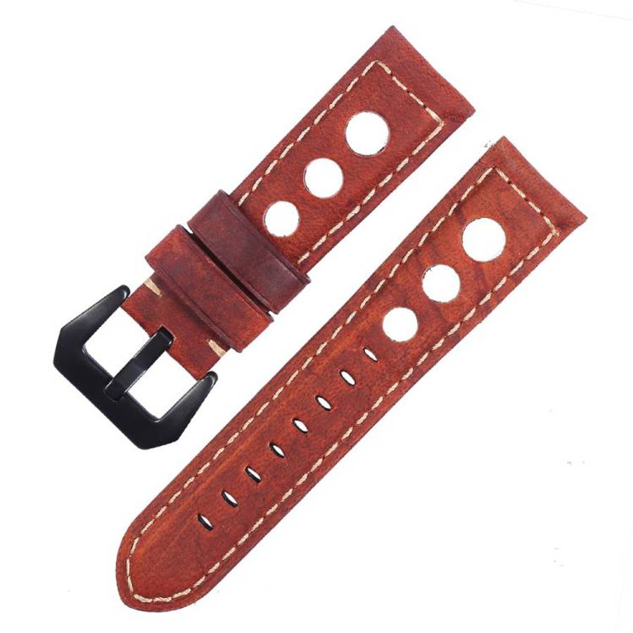 xDfind Three-hole Breathable Genuine Leather Watch Band, 20mm, 22mm, 24mm