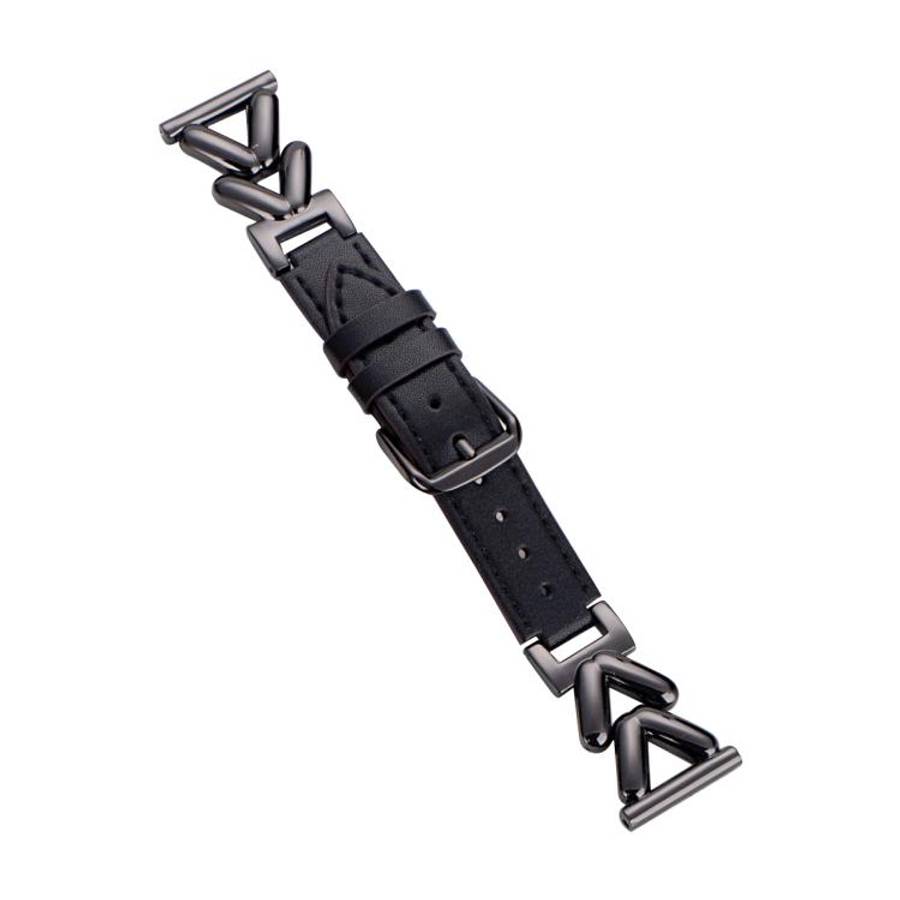 xDfind V-shaped Metal Hybrid Leather Watch Band, 22mm