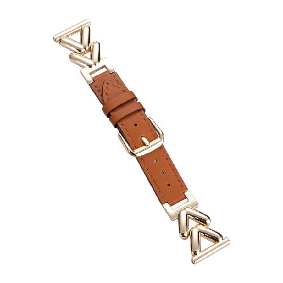 xDfind V-shaped Metal Hybrid Leather Watch Band, 22mm