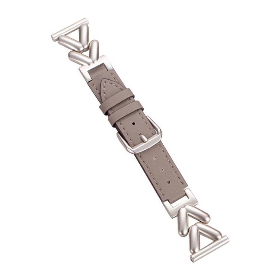 xDfind V-shaped Metal Hybrid Leather Watch Band, 22mm