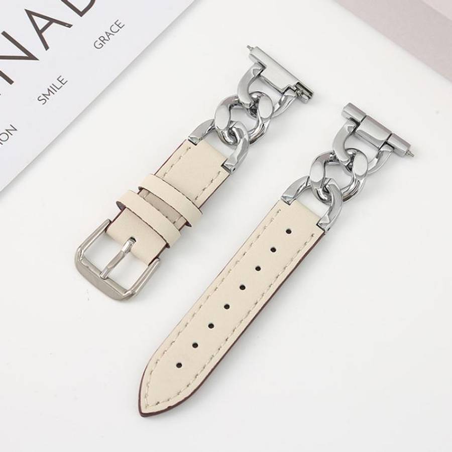xDfind Denim Chain Metal Hybrid Leather Watch Band, 22mm