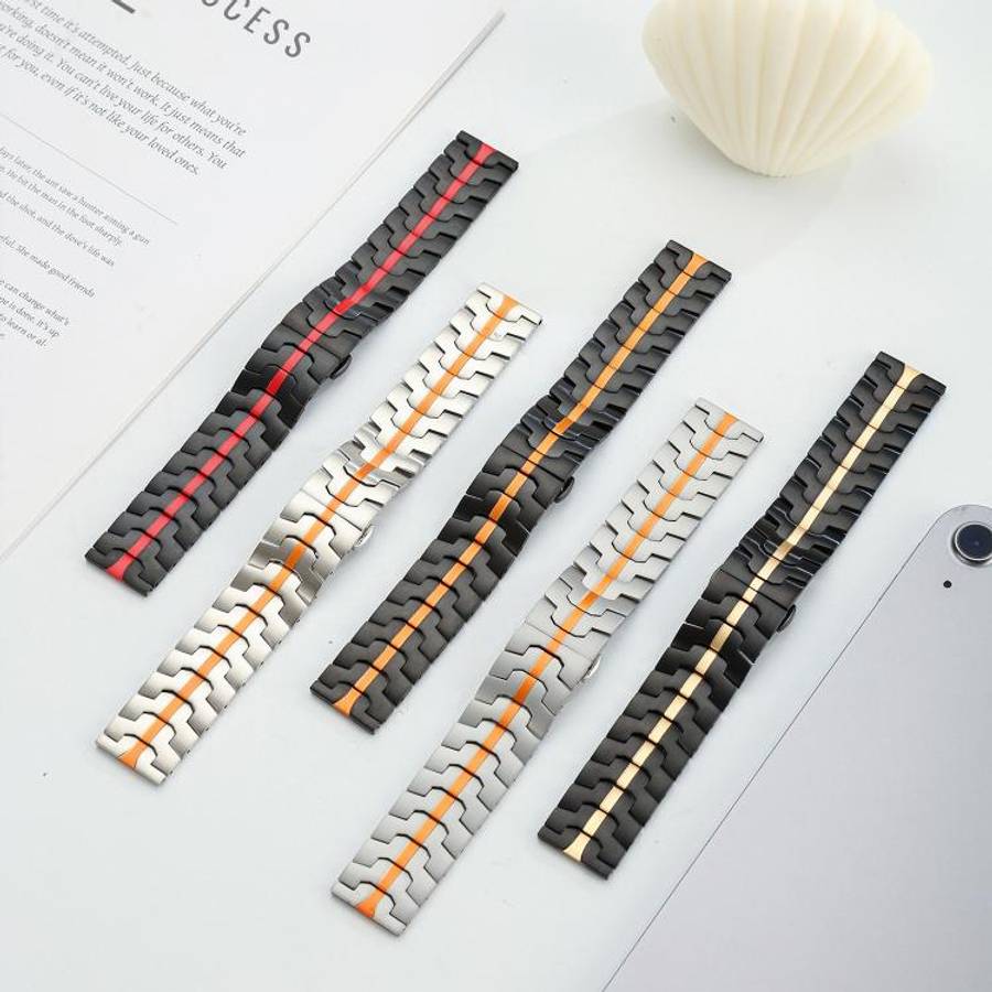 xDfind Butterfly Buckle Stainless Steel Watch Band, 22mm