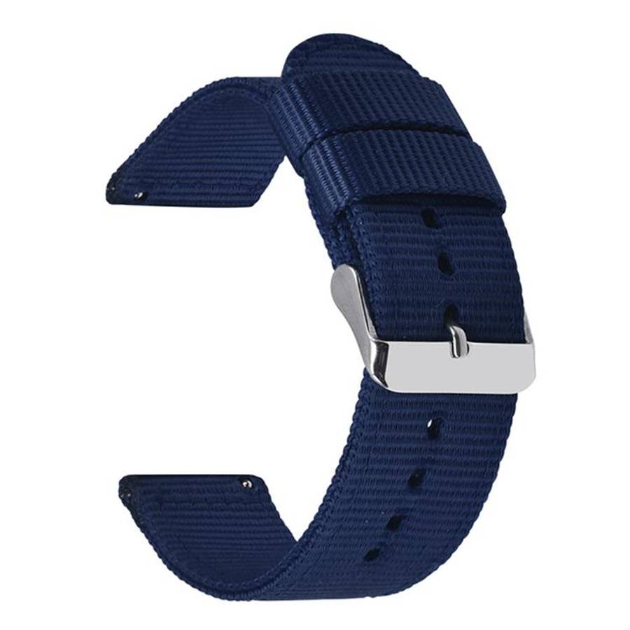 Stainless Steel Pin Buckle Solid Color Nylon Canvas Watch Band, 24mm
