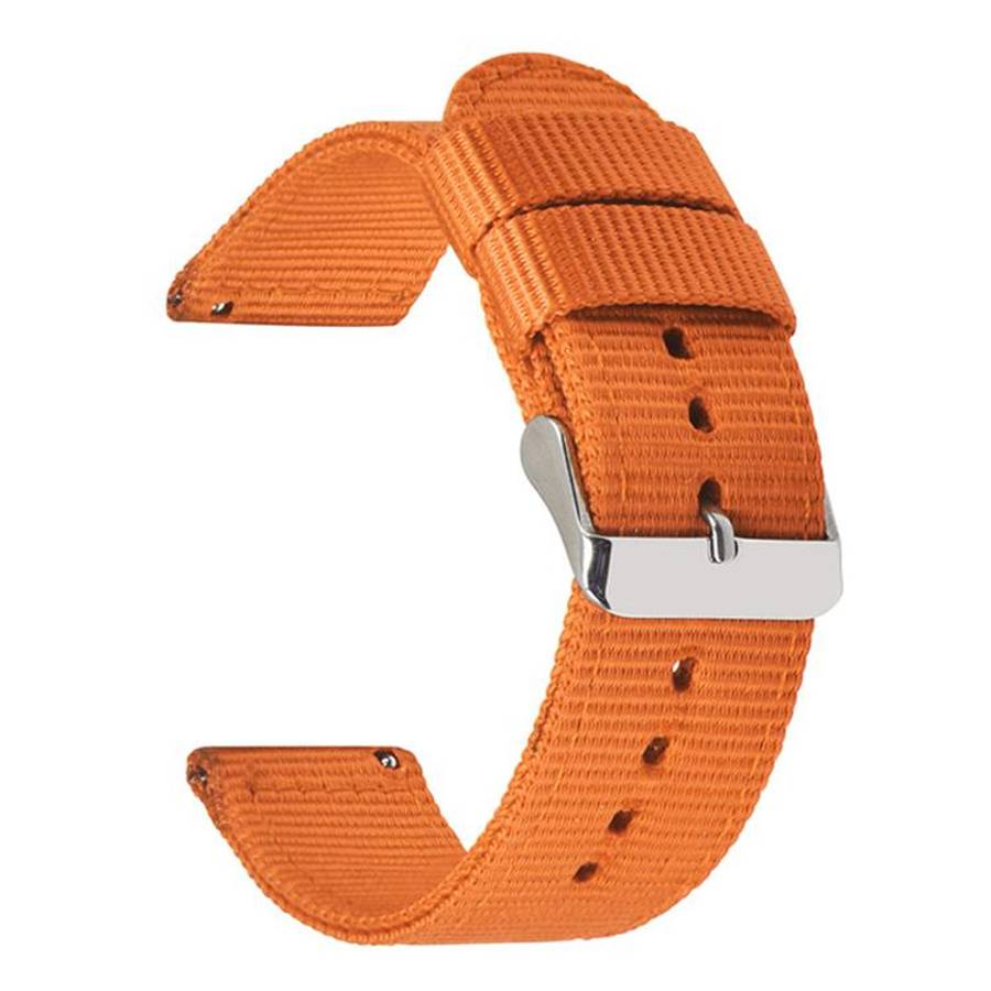 Stainless Steel Pin Buckle Solid Color Nylon Canvas Watch Band, 24mm