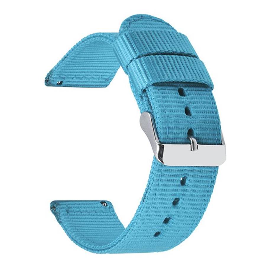 Stainless Steel Pin Buckle Solid Color Nylon Canvas Watch Band, 24mm