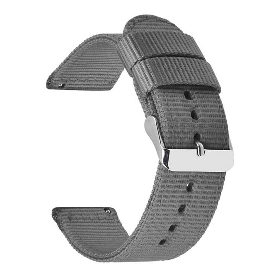 Stainless Steel Pin Buckle Solid Color Nylon Canvas Watch Band, 24mm