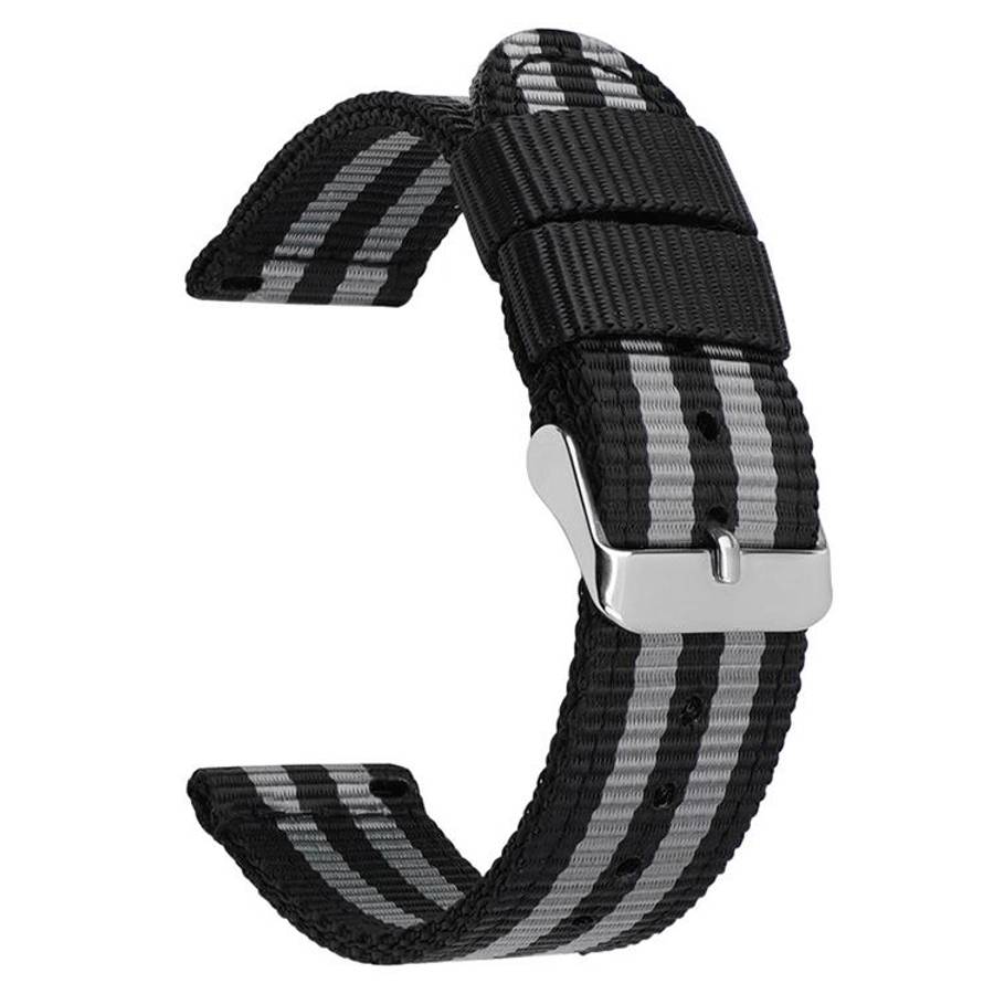 Stainless Steel Pin Buckle Solid Color Nylon Canvas Watch Band, 24mm