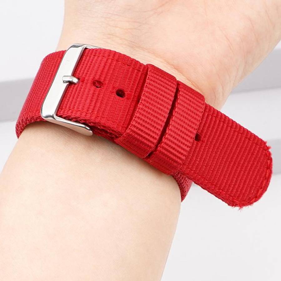 Stainless Steel Pin Buckle Solid Color Nylon Canvas Watch Band, 24mm