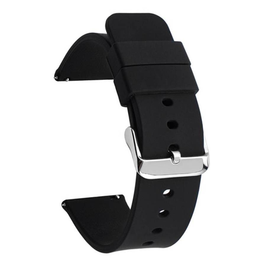 Stainless Steel Silver Pin Buckle Solid Color Silicone Waterproof Watch Band, 24mm