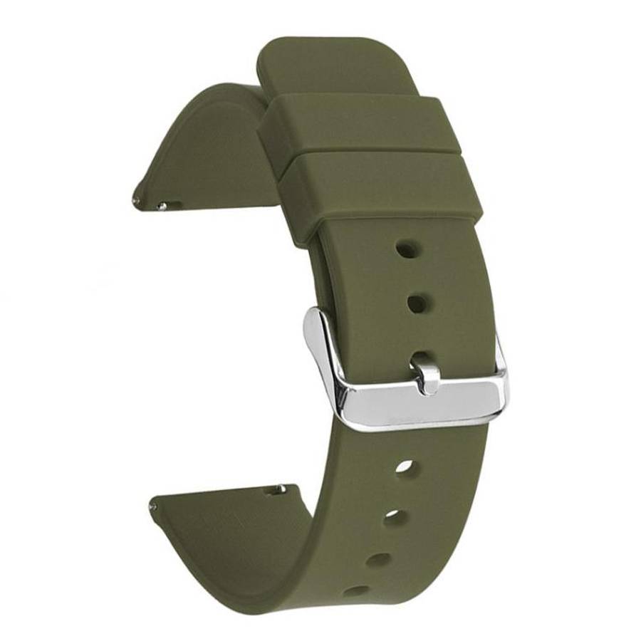 Stainless Steel Silver Pin Buckle Solid Color Silicone Waterproof Watch Band, 24mm