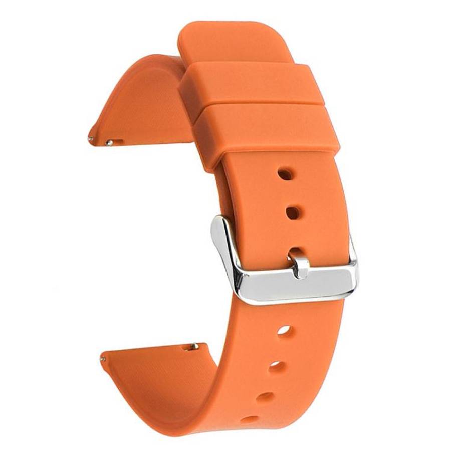 Stainless Steel Silver Pin Buckle Solid Color Silicone Waterproof Watch Band, 24mm