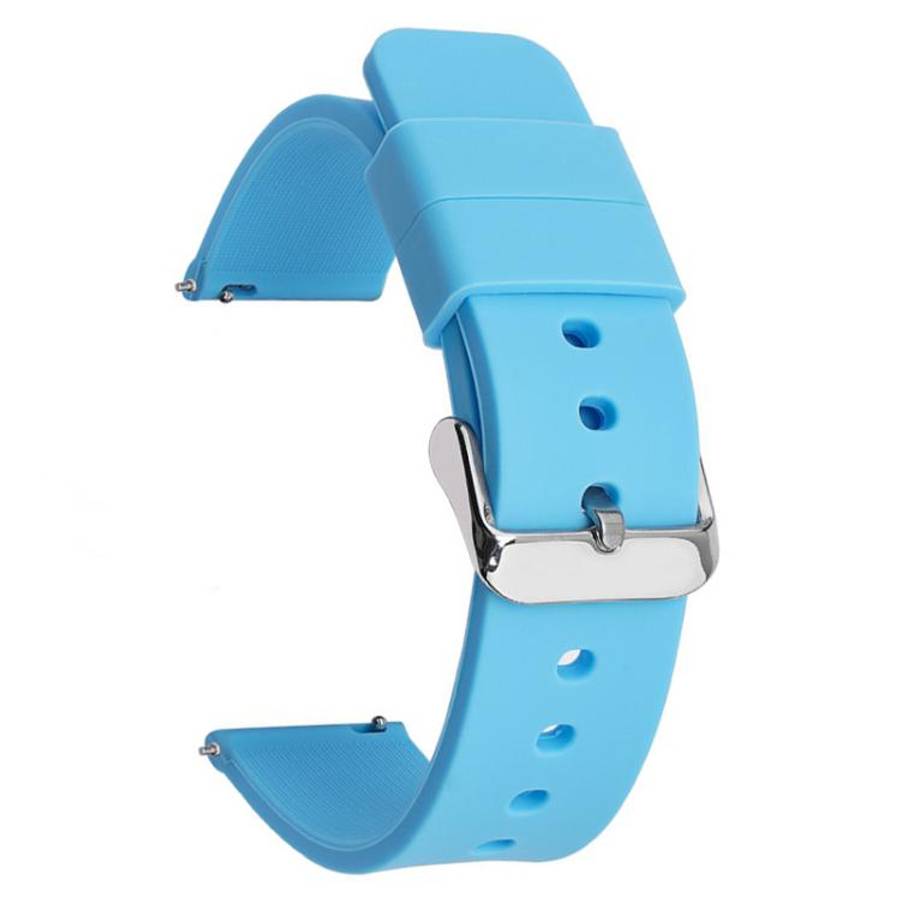 Stainless Steel Silver Pin Buckle Solid Color Silicone Waterproof Watch Band, 24mm