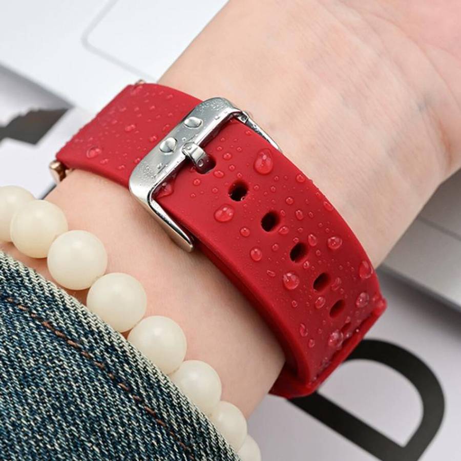 Stainless Steel Silver Pin Buckle Solid Color Silicone Waterproof Watch Band, 24mm