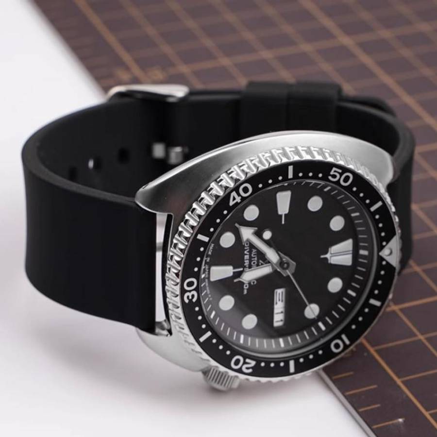 Stainless Steel Silver Pin Buckle Solid Color Silicone Waterproof Watch Band, 24mm