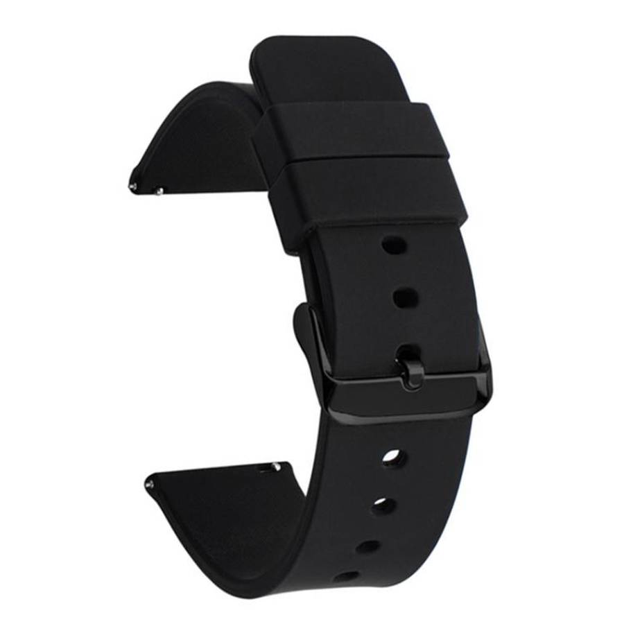 xDfind Stainless Steel Black Pin Buckle Solid Color Silicone Waterproof Watch Band, 24mm