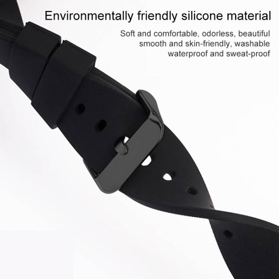 xDfind Stainless Steel Black Pin Buckle Solid Color Silicone Waterproof Watch Band, 24mm