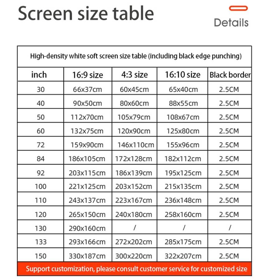 Simple Folding High Density Polyester Projector Film Curtain, 60 inch (4:3) Projection Area: 120x...