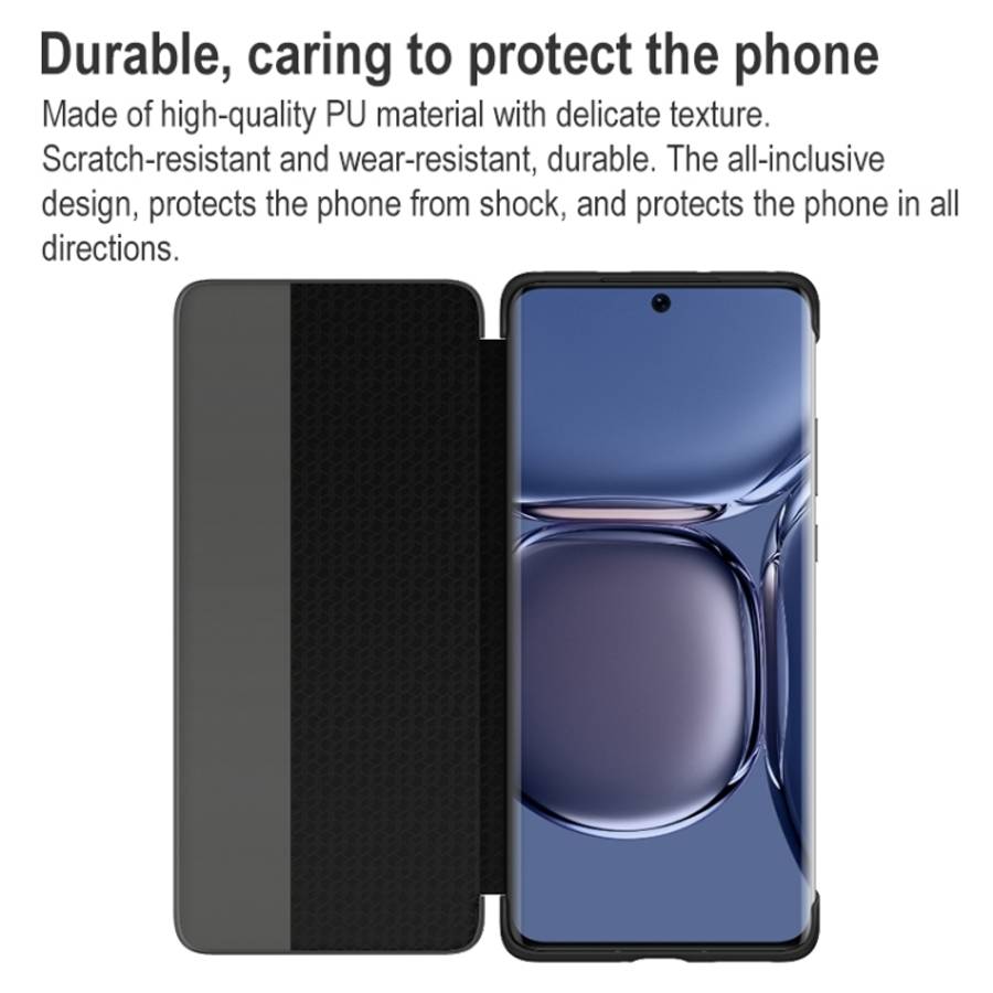For Huawei P50 Pro Smart Display View Window Flip Leather Protective Case with Sleep / Wake-up Fu...