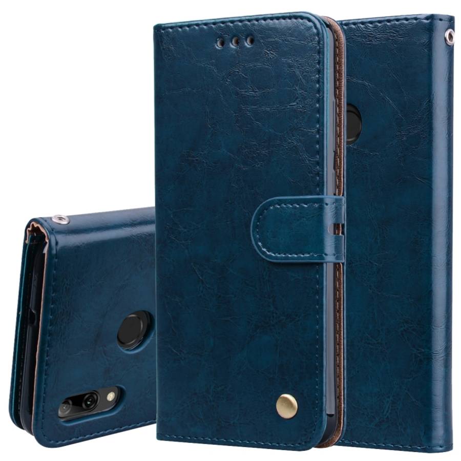 Business Style Oil Wax Texture Horizontal Flip Leather Case for Huawei P Smart 2019, with Holder ...