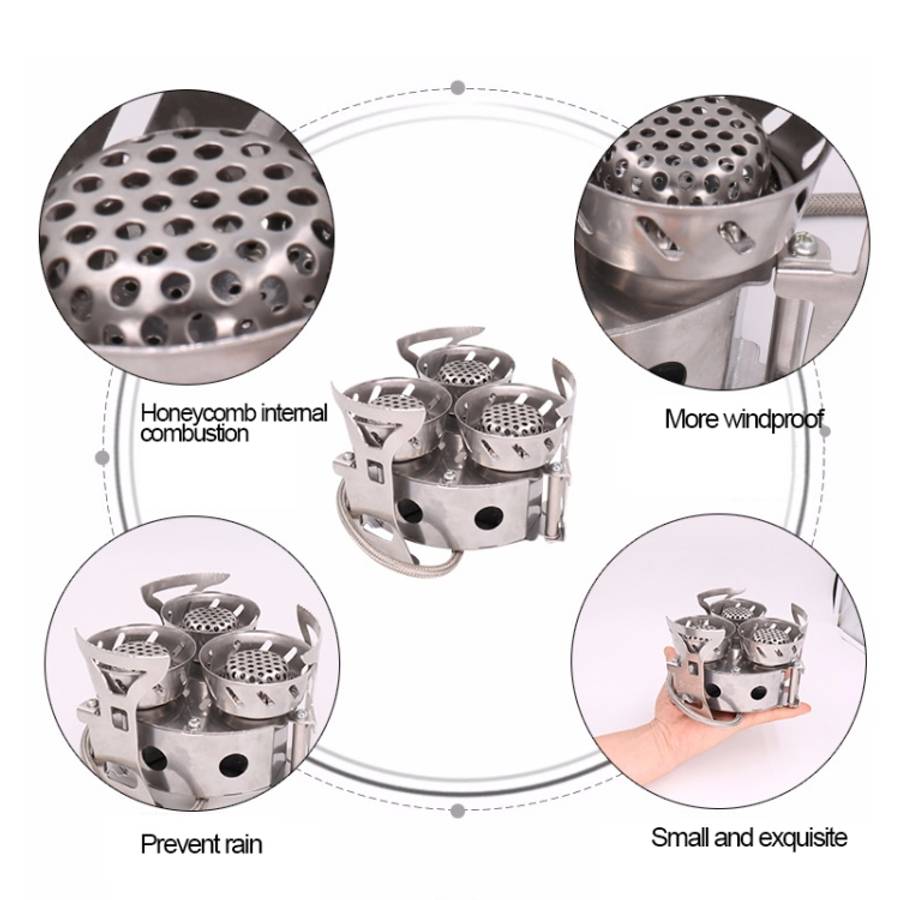 Portable Outdoor Split Type 11000W Backpack Three Core Furnace Anti-Blast Stove Cooking Tools