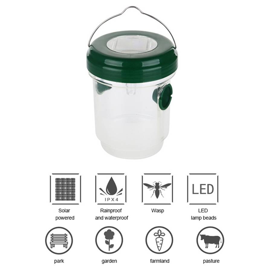 Solar Powered LED Fly Bee Trap Catcher Insect Control Tool