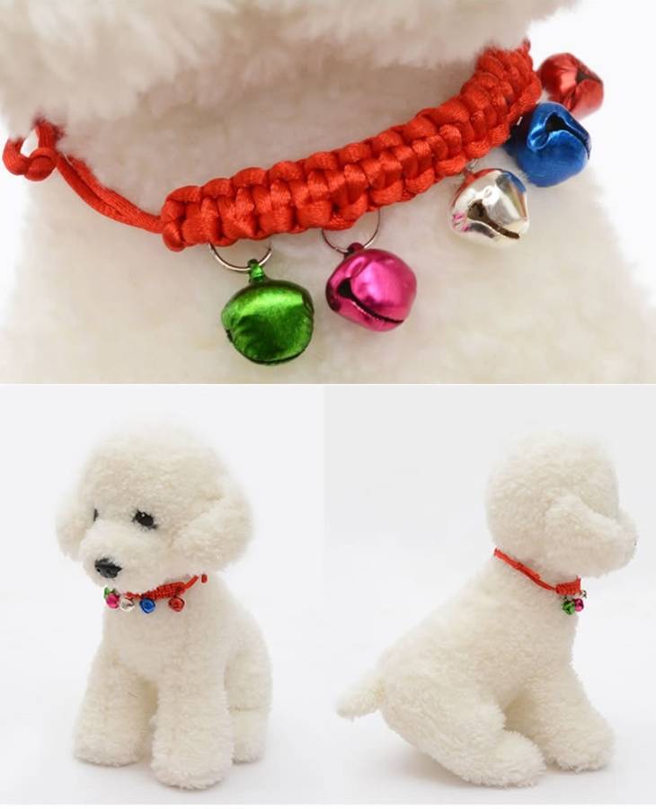 10 PCS Hand-Woven Adjustable Pet Bell Collars, Adjustable Perimeter: 18-32cm, Random Color Delive...