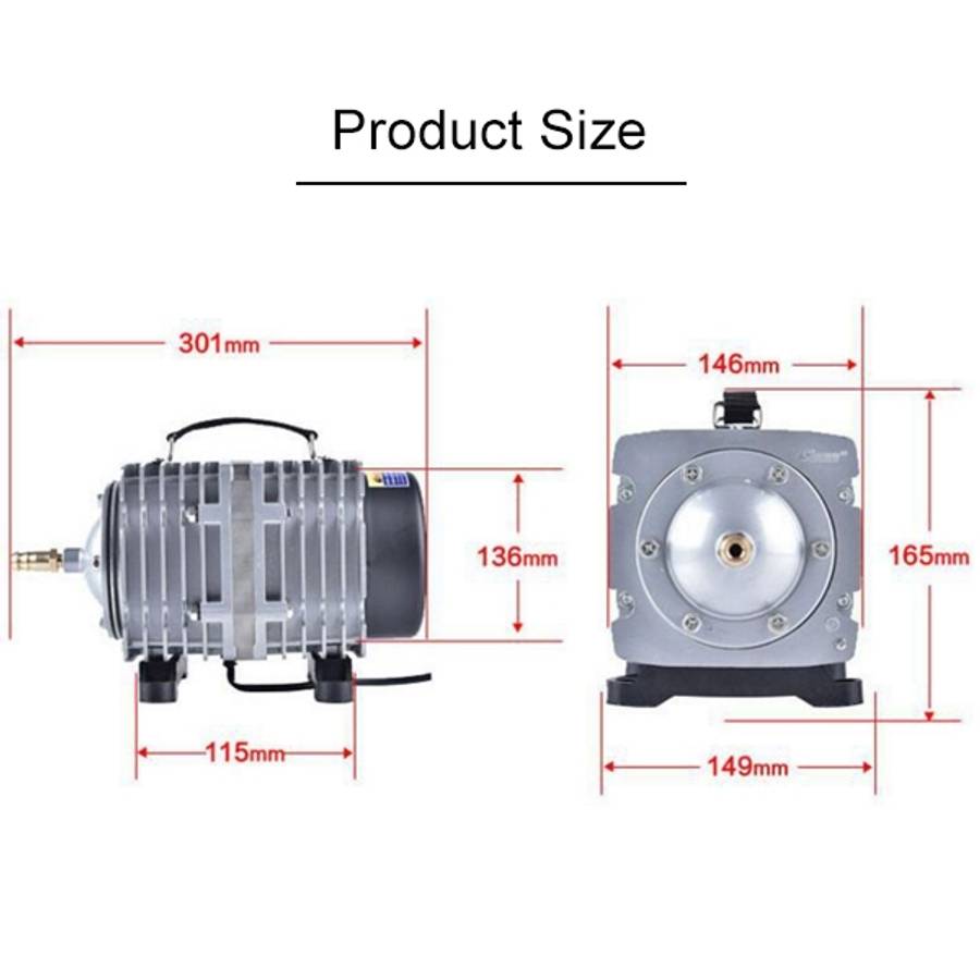 ACO-012 320W 143L/Min Electromagnetic Air Pump Compressor Seafood Fish Tank Increase Oxygen Air F...