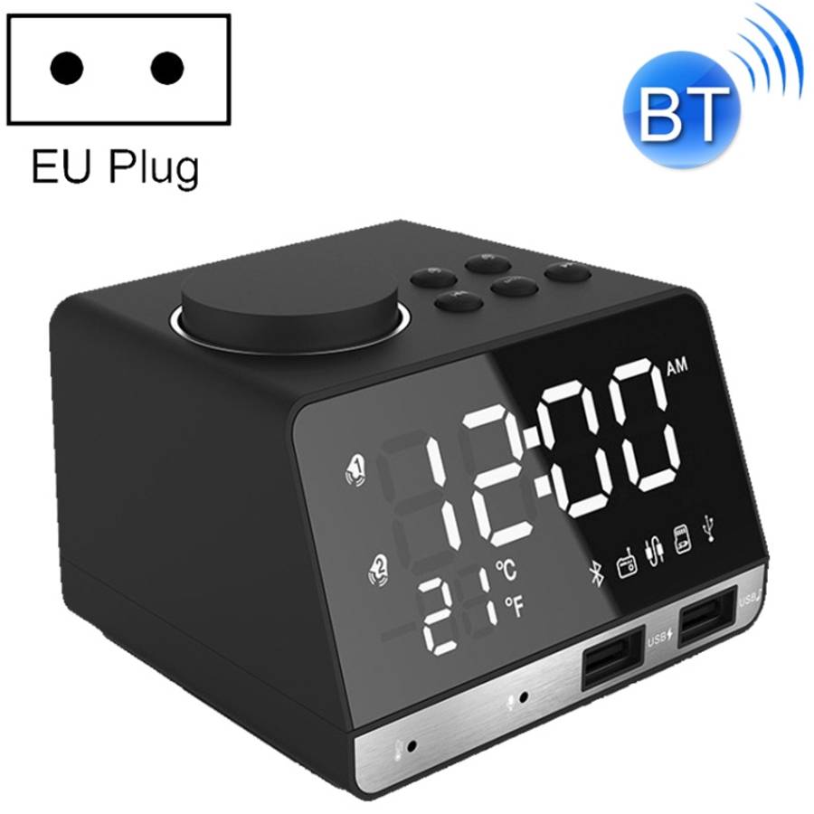 K11 Bluetooth Alarm Clock Speaker Creative Digital Music Clock Display Radio with Dual USB Interf...