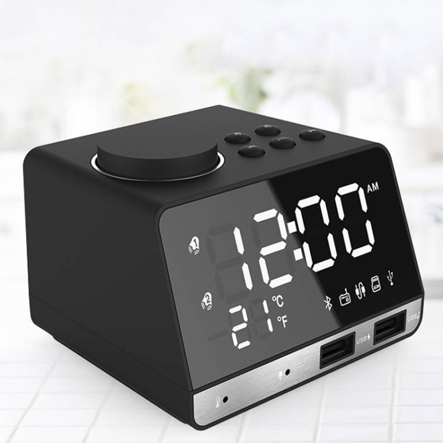 K11 Bluetooth Alarm Clock Speaker Creative Digital Music Clock Display Radio with Dual USB Interf...