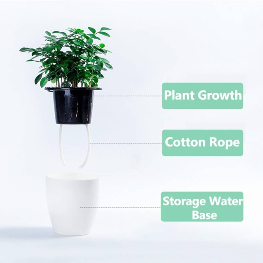 Lazy Flower Pots Automatic Water-absorbing Hydroponic Potted Plants Circular Resin Plastic Flower...